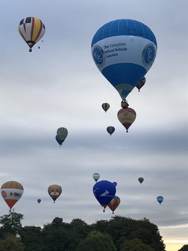 Hot air balloons in flight